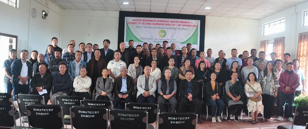 DC Mokokchung, Thsuvisie Phoji along with the others during the celebration of 71st Co-operative Week held at Multipurpose Hall, Mokokchung on November 18. (DIPR Photo)